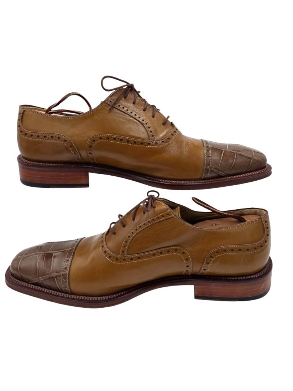 Vintage Alligator Mens 11M Taupe Brown David Eden Exotic Leather Dress Shoes - Picture 8 of 15